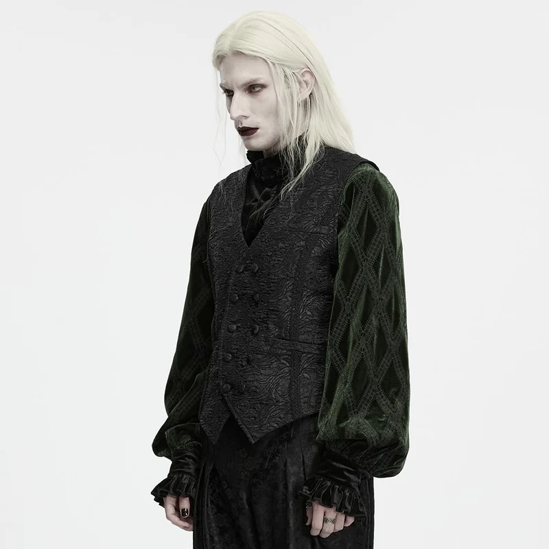 Gothic-Weste für Herren, doppelreihig, Jacquardmuster