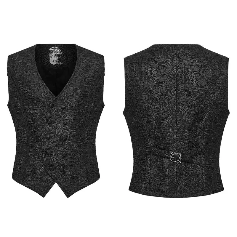 Gothic-Weste für Herren, doppelreihig, Jacquardmuster