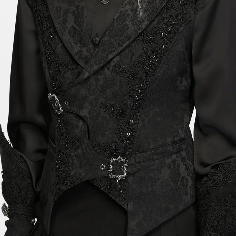 Gothic-Weste für Herren mit bestickter, überlappender Knopfleiste und Schnalle aus Jacquard
