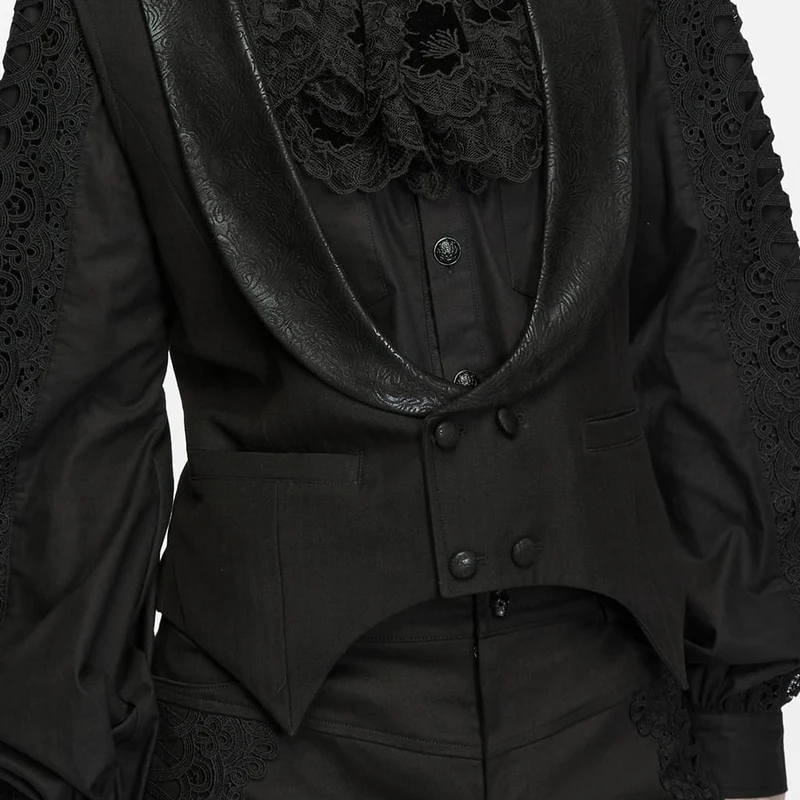 Gothic-Weste für Herren, doppelreihig, mit spitz zulaufendem Saum und Revers