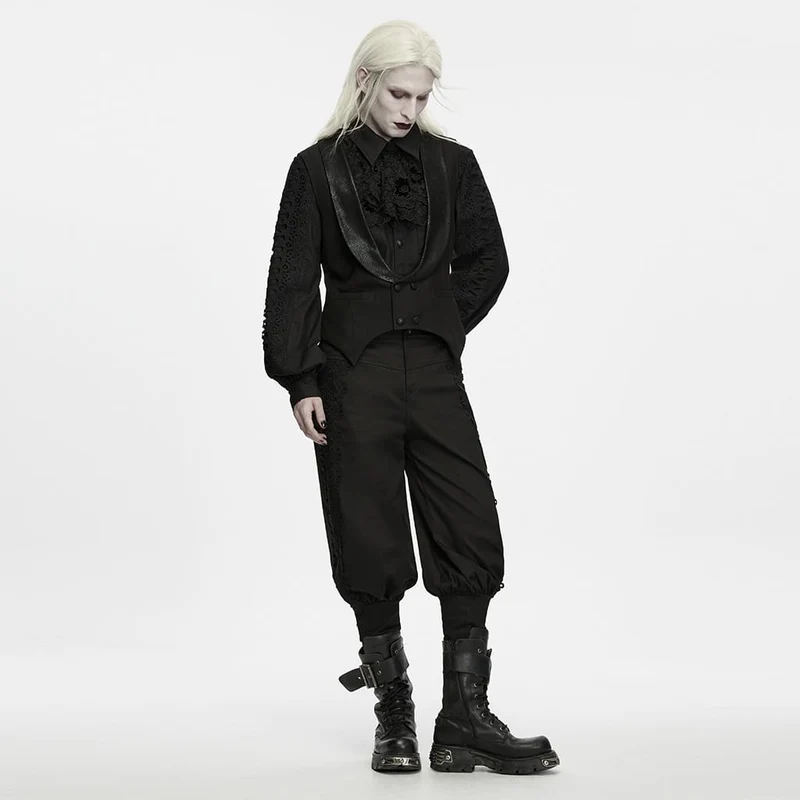 Gothic-Weste für Herren, doppelreihig, mit spitz zulaufendem Saum und Revers