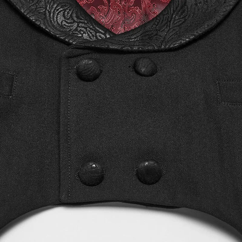 Gothic-Weste für Herren, doppelreihig, mit spitz zulaufendem Saum und Revers