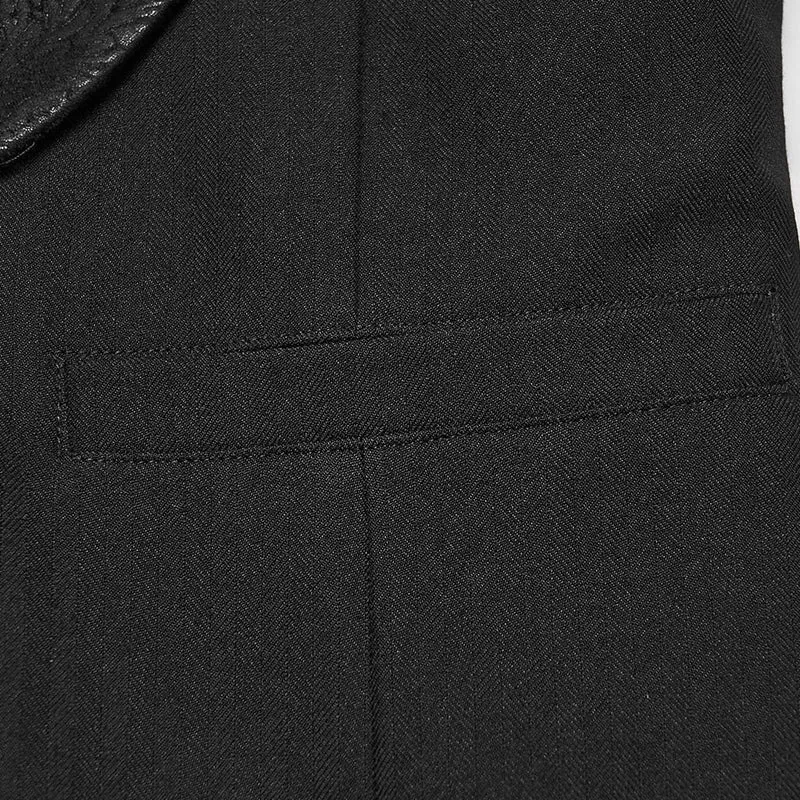 Gothic-Weste für Herren, doppelreihig, mit spitz zulaufendem Saum und Revers