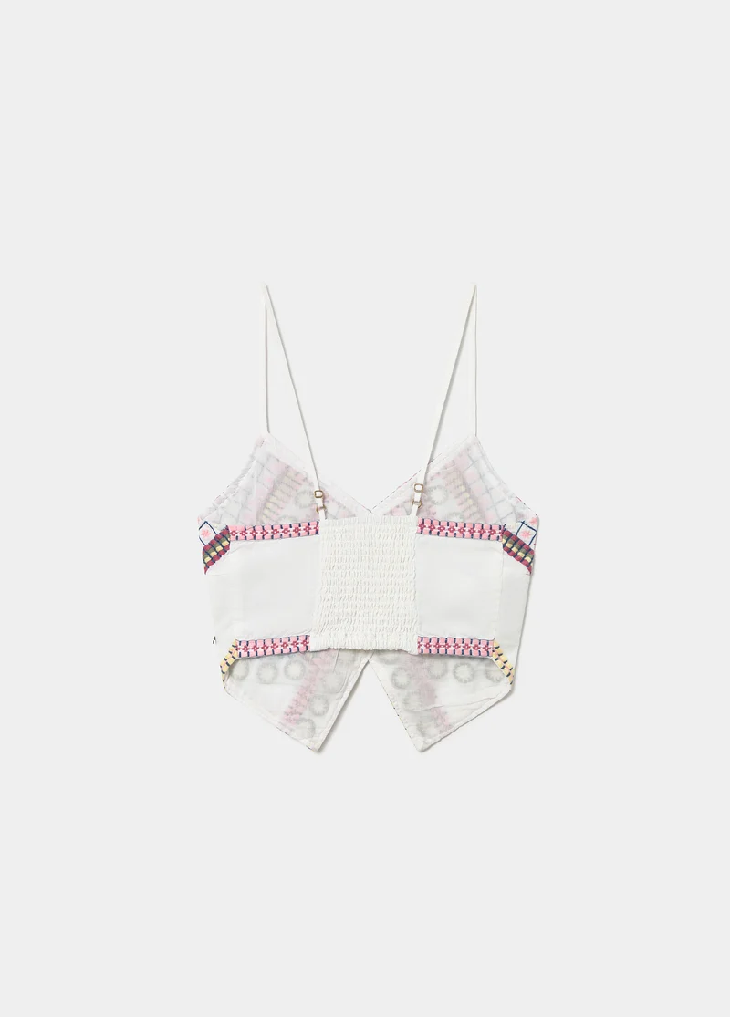 Embroidered strap top