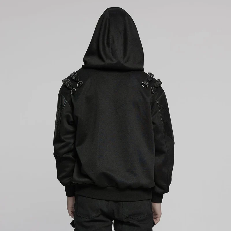 Punk-Hoodies mit Stehkragen und gepanzerten Patches für Herren