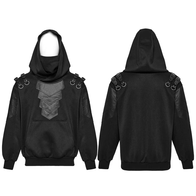 Punk-Hoodies mit Stehkragen und gepanzerten Patches für Herren