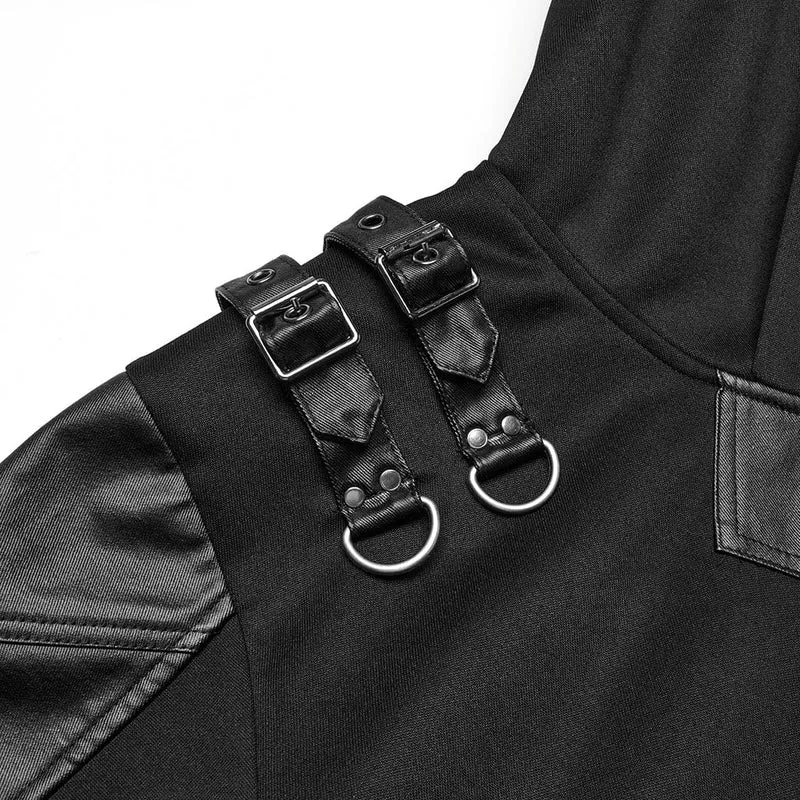 Punk-Hoodies mit Stehkragen und gepanzerten Patches für Herren