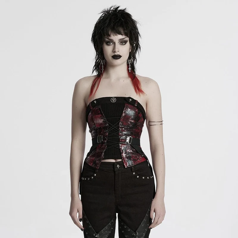 Überbrustkorsett mit Punk-Schlangenmuster für Damen