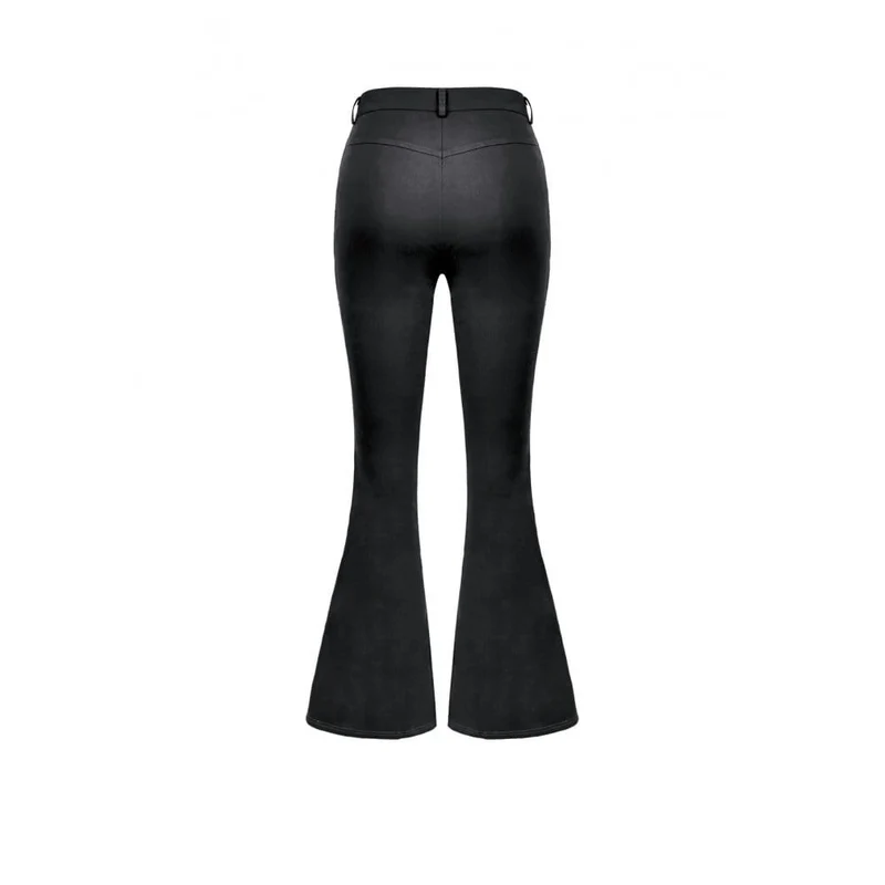 Punk-Schlaghose für Damen mit Schnallenriemen und Ösen zum Schnüren
