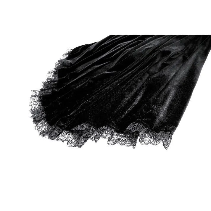 Gothic-Samtrock für Damen mit Schnürung, Rüschen und asymmetrischem Saum
