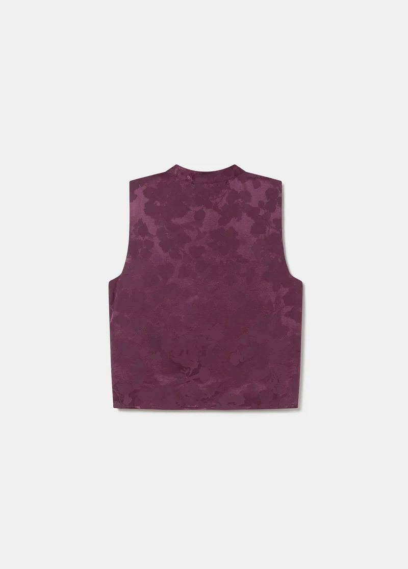 Jacquard knit button-up top
