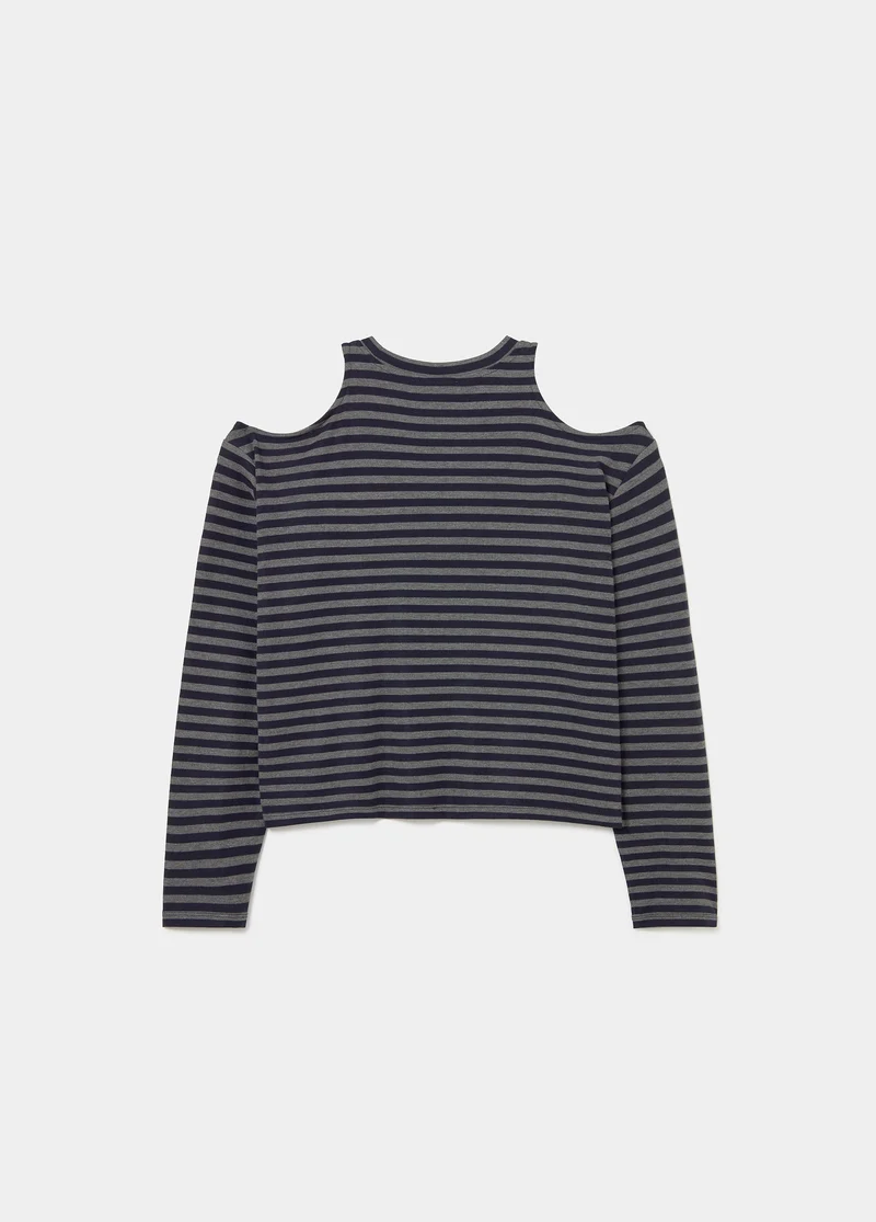 Cut-out striped T-shirt