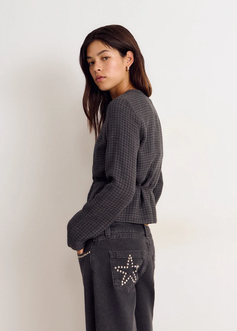 Checked blouse with button details
