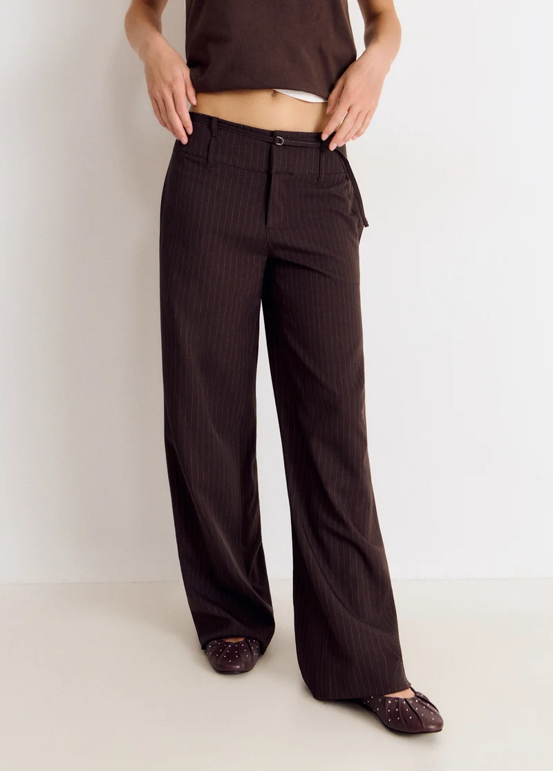 Wide-waist pinstripe trousers