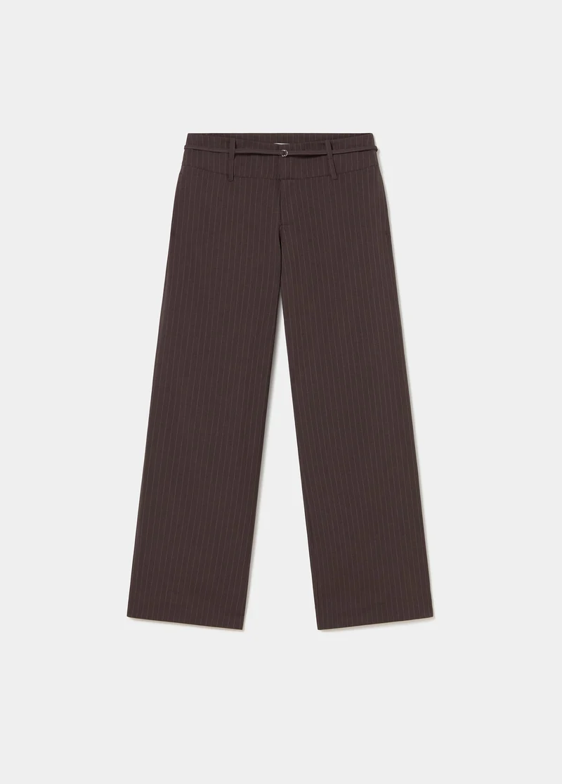 Wide-waist pinstripe trousers