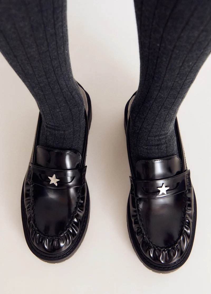 Gathered loafer with star detail
