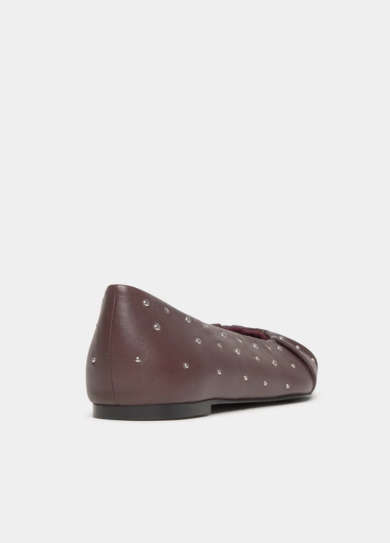 Studded ruched ballet flat