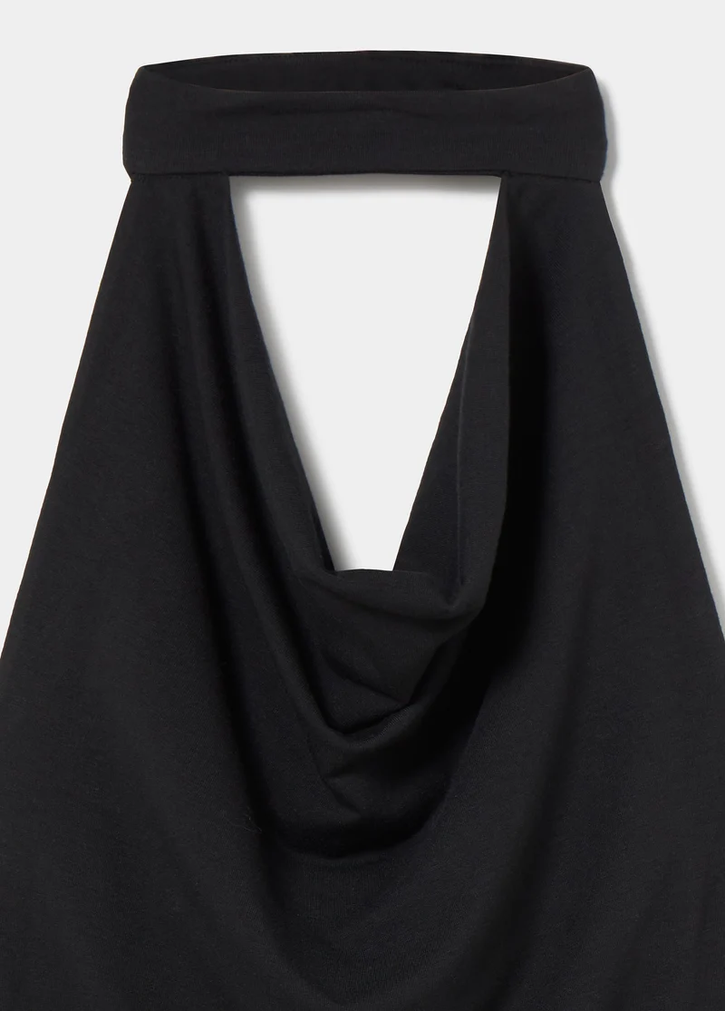 Halter-neck waterfall choker top