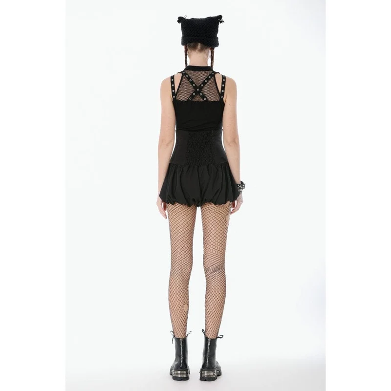 Punk-Shorts mit Ösen und Reißverschluss für Damen
