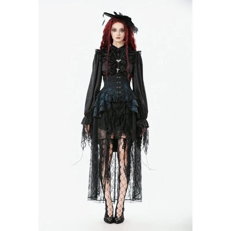 Gothic-Rock mit unregelmäßigem Saum und Schnalle für Damen