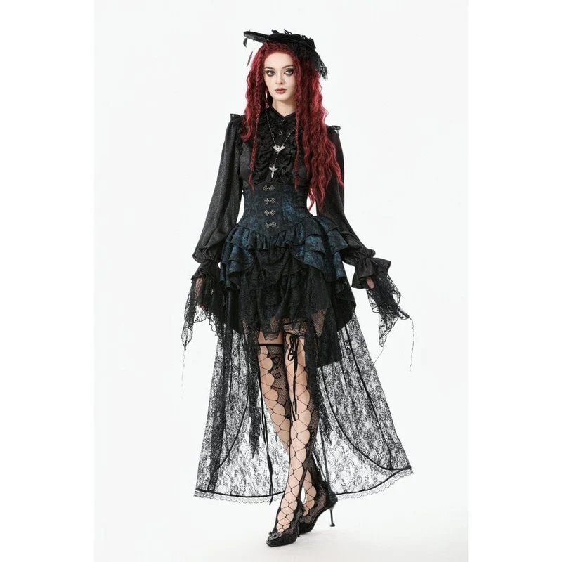 Gothic-Rock mit unregelmäßigem Saum und Schnalle für Damen