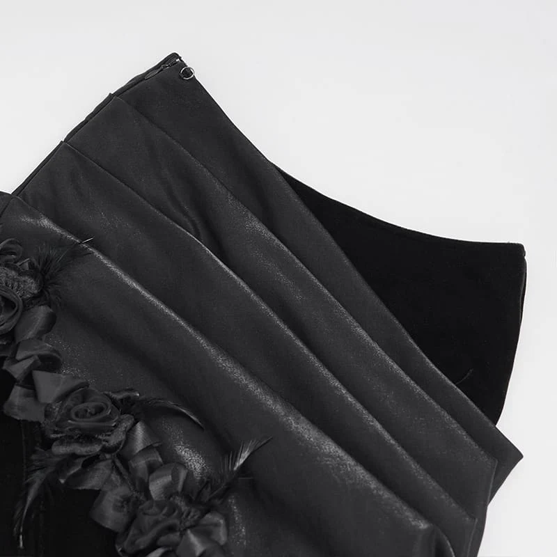 Gothic-Rock mit Rosenkette, asymmetrischem Faltenrock im Meerjungfrauenstil für Damen