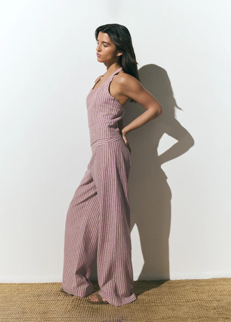 Wide waist striped pants