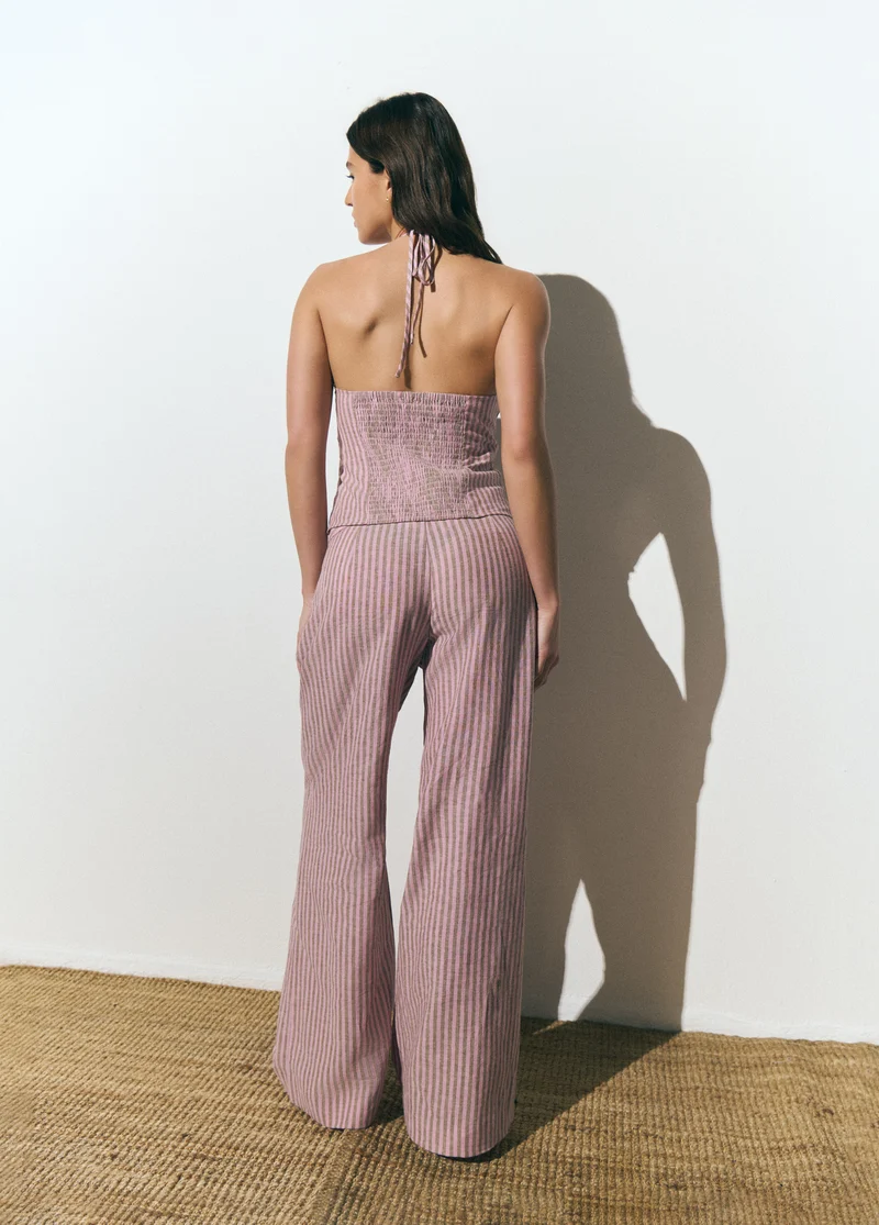 Wide waist striped pants