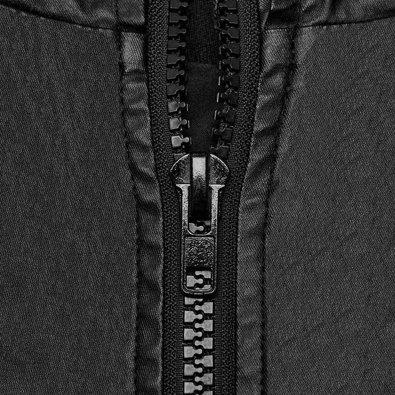 Herren-Weste aus Punk-Mesh-Splice-Kunstleder mit Kapuze