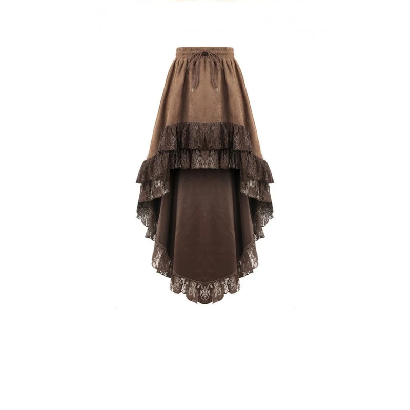 Steampunk-Rock für Damen mit floraler Spitzenborte und asymmetrischem Saum