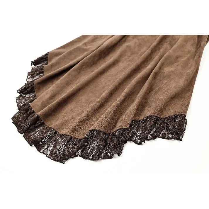 Steampunk-Rock für Damen mit floraler Spitzenborte und asymmetrischem Saum
