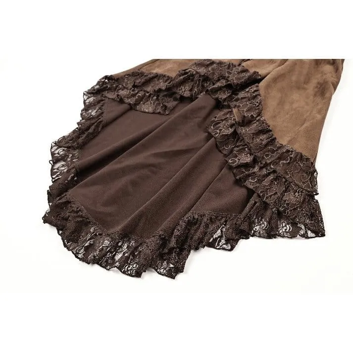 Steampunk-Rock für Damen mit floraler Spitzenborte und asymmetrischem Saum