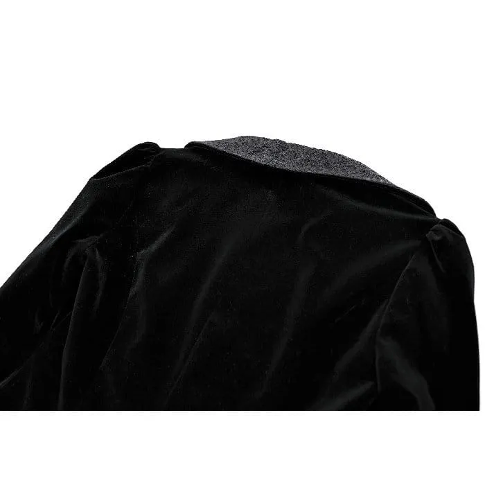 Gothic-Frackjacke für Damen mit Spitzenapplikationen, Revers und Reißverschluss