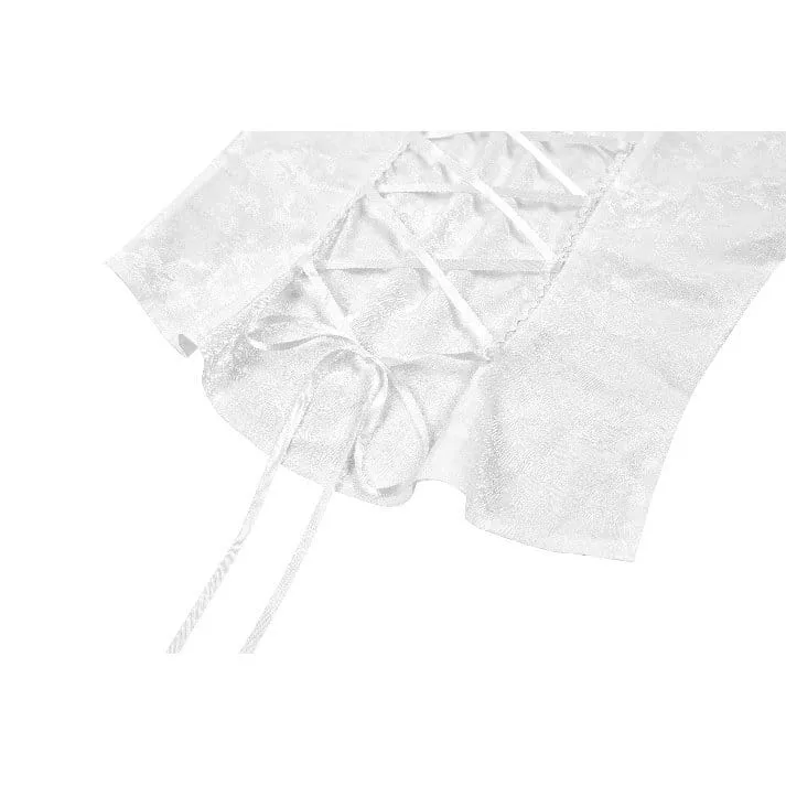 Gothic-Bluse für Damen mit Schnürung, Umlegekragen und Puffärmeln
