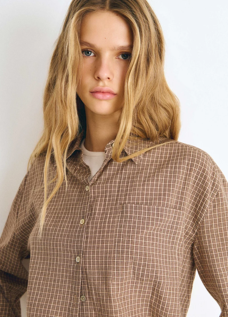 Cropped plaid blouse