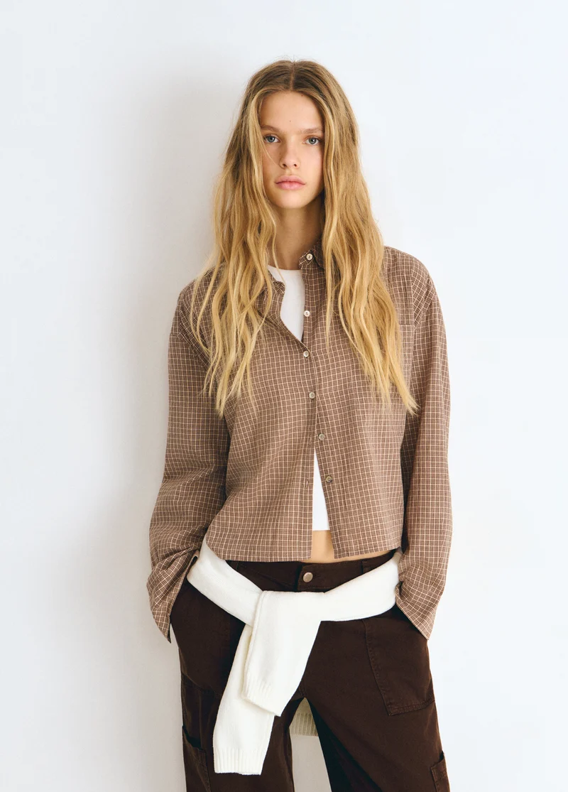 Cropped plaid blouse