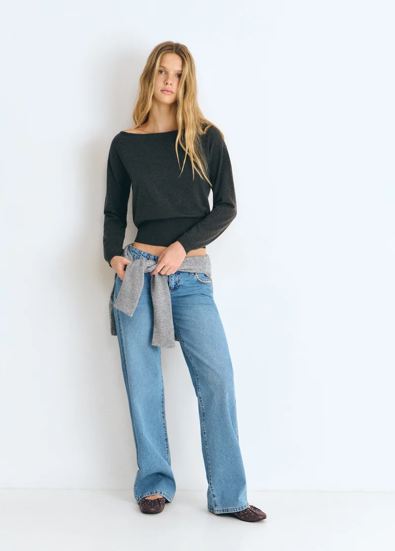 Ribbed sash sweater