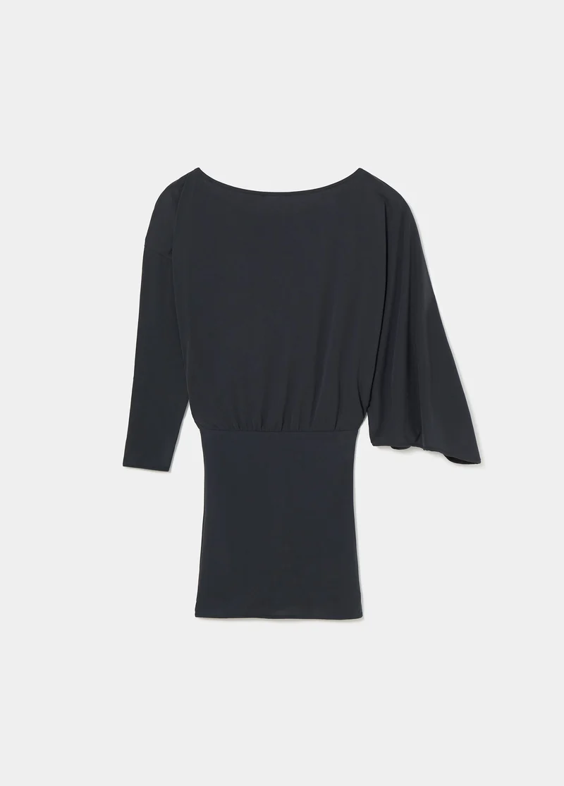 Cupro cape-sleeve dress