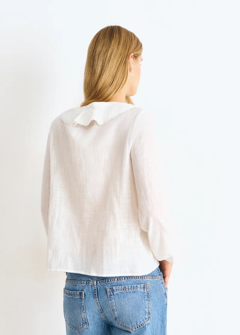 Lurex central ruffle blouse