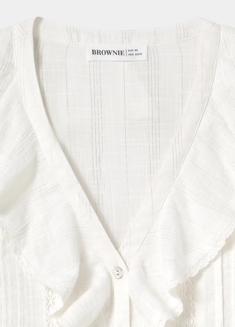 Lurex central ruffle blouse