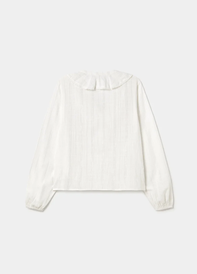 Lurex central ruffle blouse