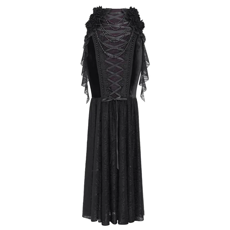 Gothic-Schnürrock mit Rosenperlenkette im Meerjungfrauenstil für Damen