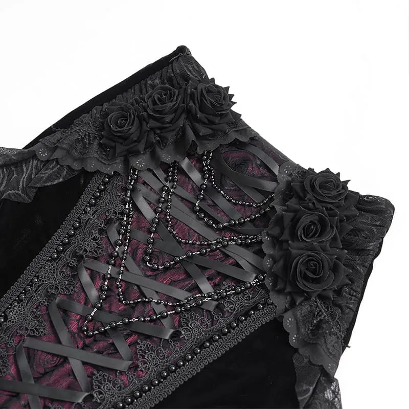 Gothic-Schnürrock mit Rosenperlenkette im Meerjungfrauenstil für Damen
