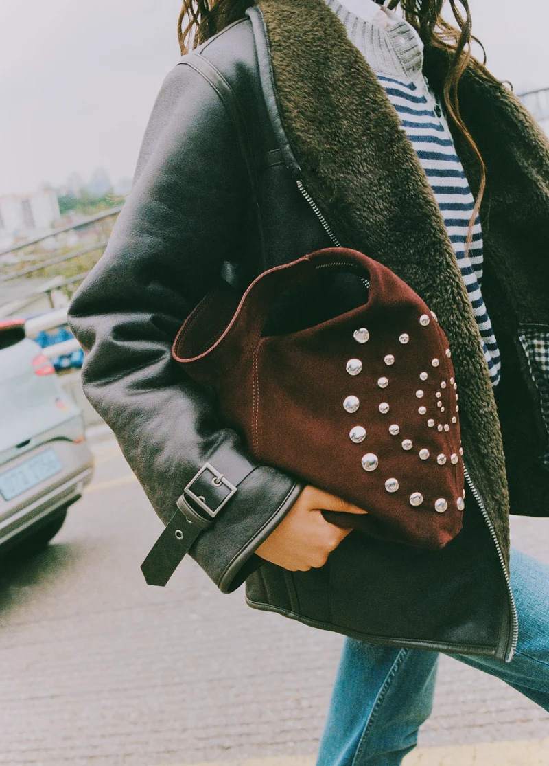 Reversible faux-leather biker jacket