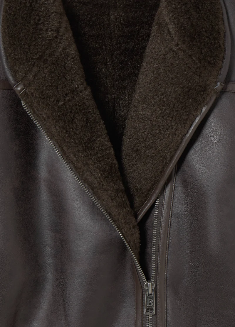 Reversible faux-leather biker jacket