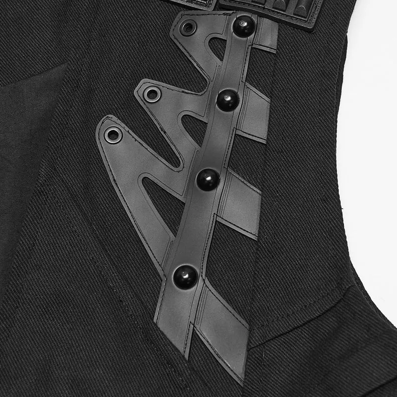 Punk-Weste für Herren mit Nieten, Schnallenriemen und Falten