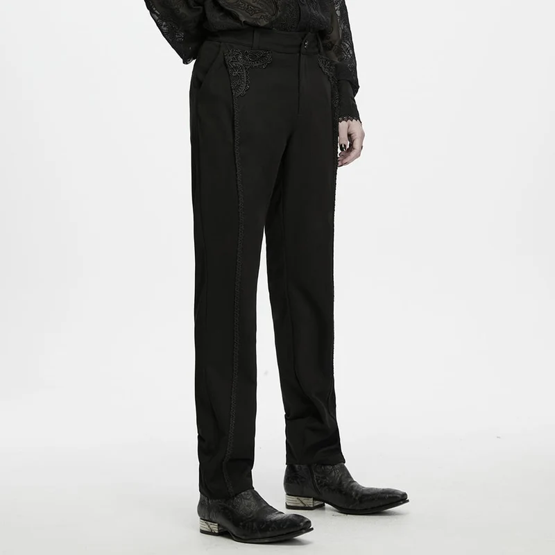 Gothic-Applikationen-besetzte schmal geschnittene Herrenhose für Herren