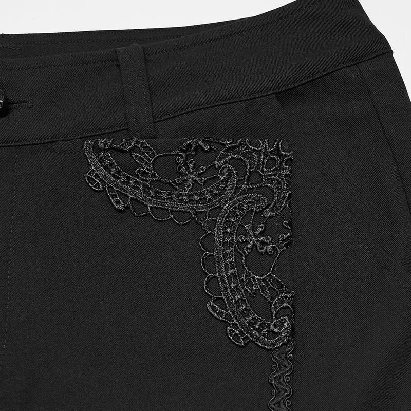 Gothic-Applikationen-besetzte schmal geschnittene Herrenhose für Herren