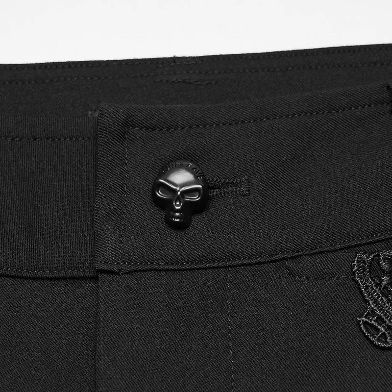 Gothic-Applikationen-besetzte schmal geschnittene Herrenhose für Herren