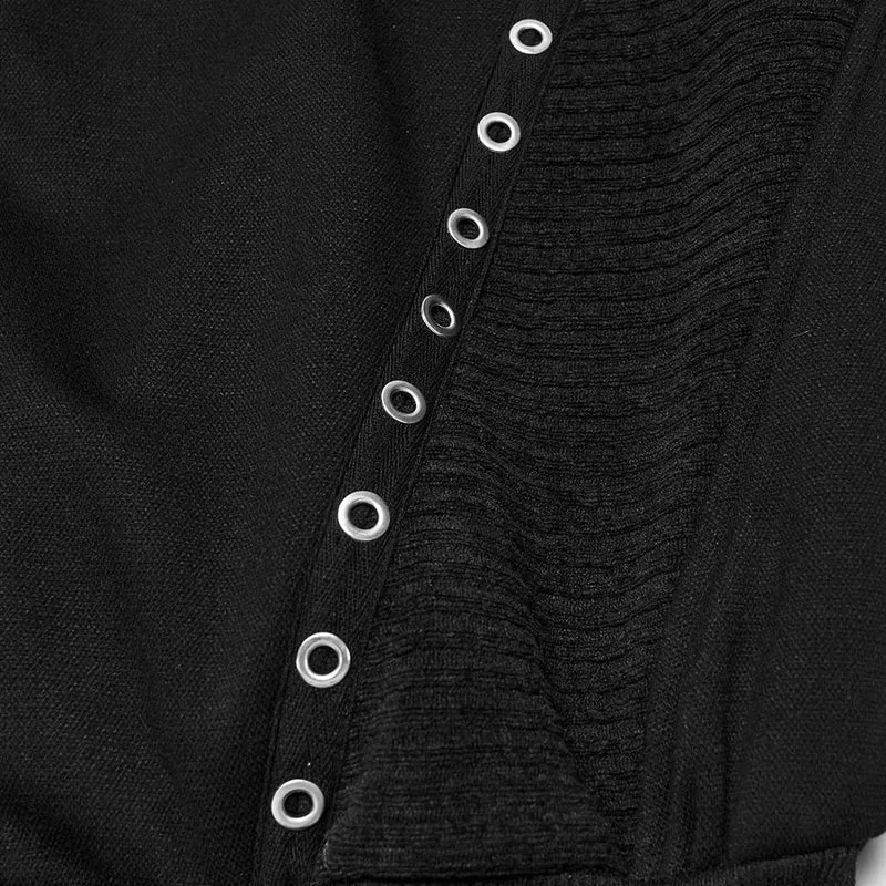 Punk-Herrenjacke mit Stehkragen, Reißverschluss und Ösen